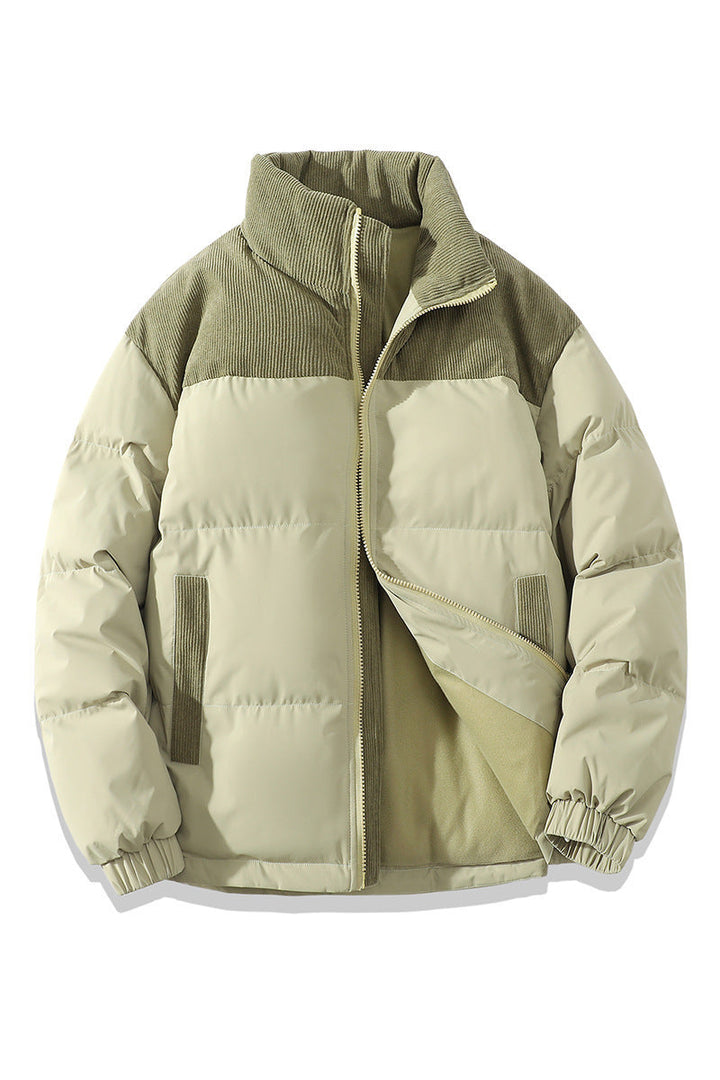 Insulating Unisex Puffer Coat - Stand Collar, Cotton