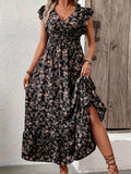 A-Line Dress for Women with Ruffle Sleeves and Elastic Waist, Lightweight Spring Fashion
