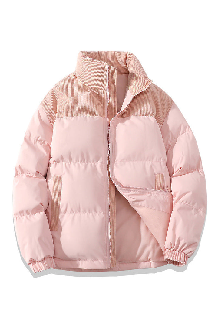 Insulating Unisex Puffer Coat - Stand Collar, Cotton