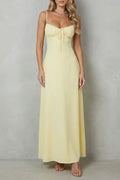 Lightweight flattering women's dress – a-line, backless lace-up, polyester, for summer weddings