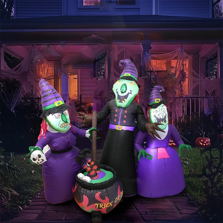 Witch Inflatable Luminous Halloween Yard Decor Outdoor