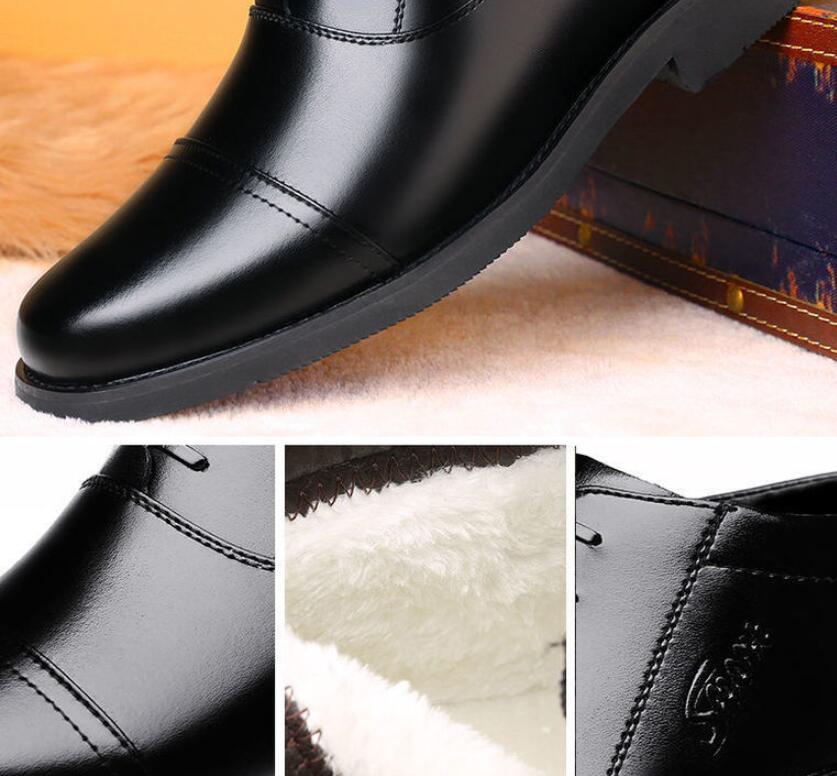 Warm Cozy Mens Ankle Boots - Cap Toe, PU Leather, Winter