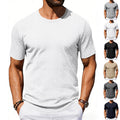 Breathable men's textured jacquard short-sleeve shirt - pullover, polyester, casual