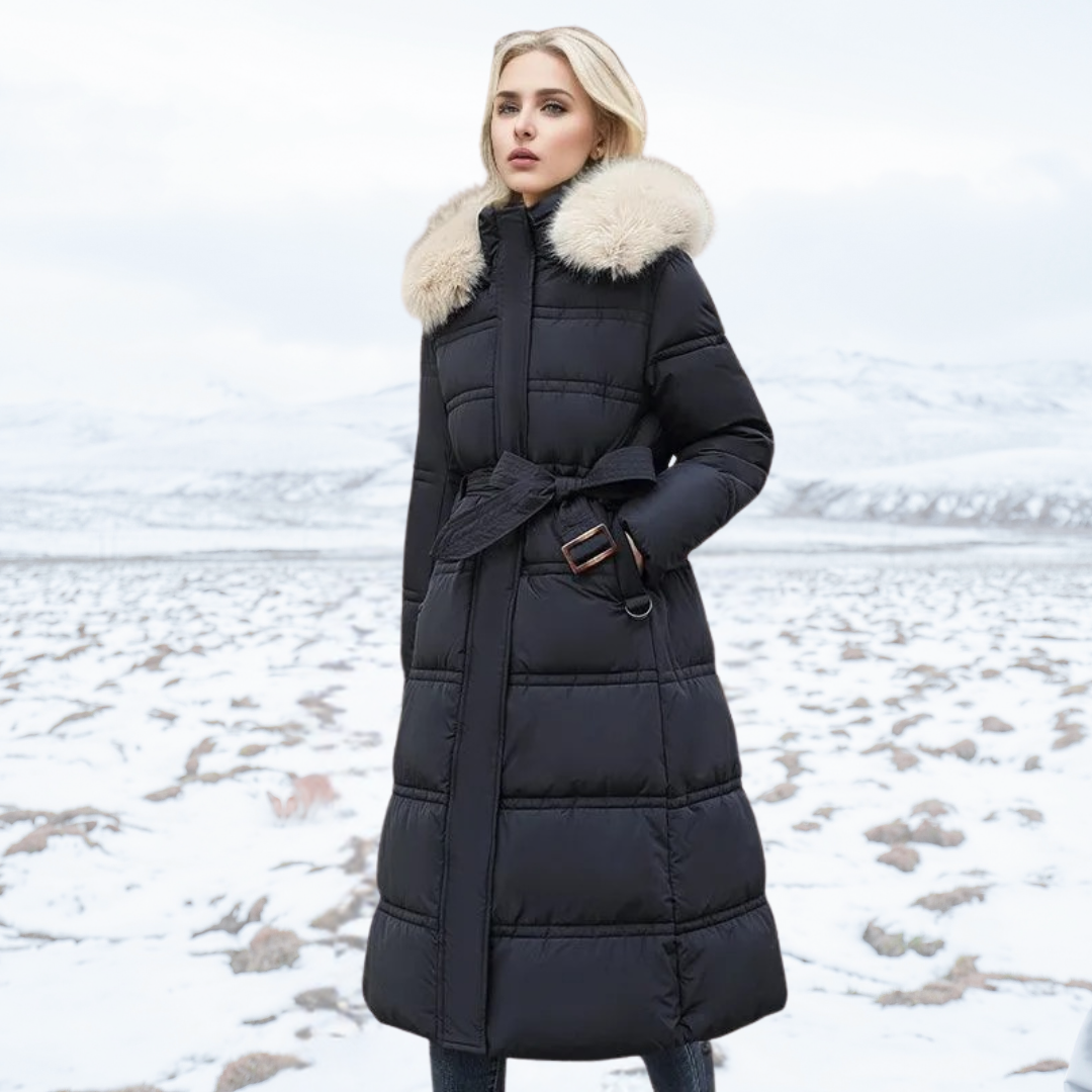 Insulating Women’s Puffer Coat - Quilted, Fur Trimmed