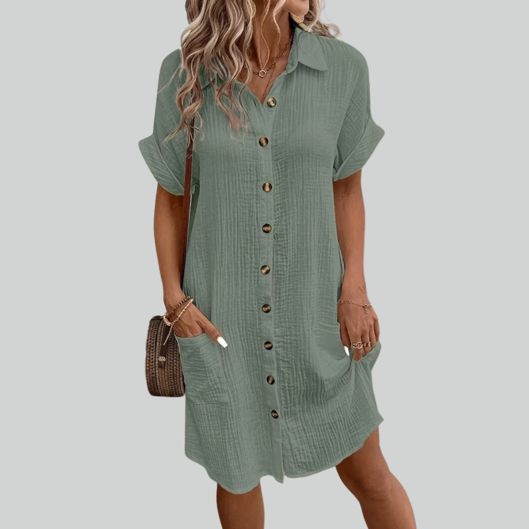 Elegant Shirt Dress for Women - Versatile Office and Casual Wear, Flattering Fit for All-Day Comfort