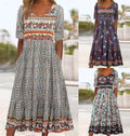 Lightweight women's maxi dress – A-line, ethnic-print, polyester, for casual summer outings