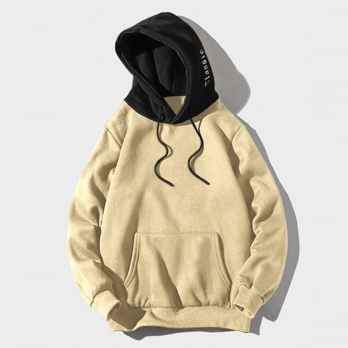 Soft Relaxed Men's Pullover Hoodie - Contrast Hood, Casual