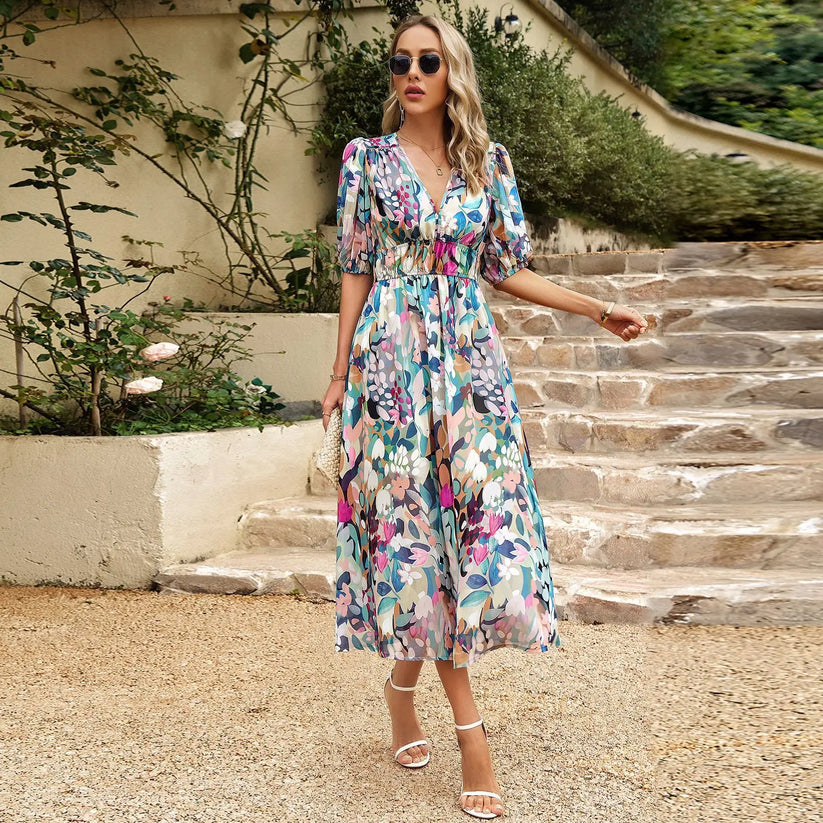 Elegant Maxi Dress for Women, Long Sleeve Flattering Fit for Special Occasions and Parties