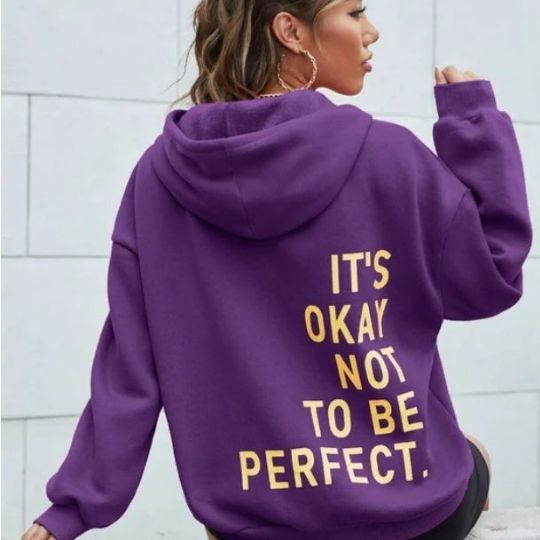 Oversized Women’s Hoodie - Relaxed Back Slogan Cotton Blend