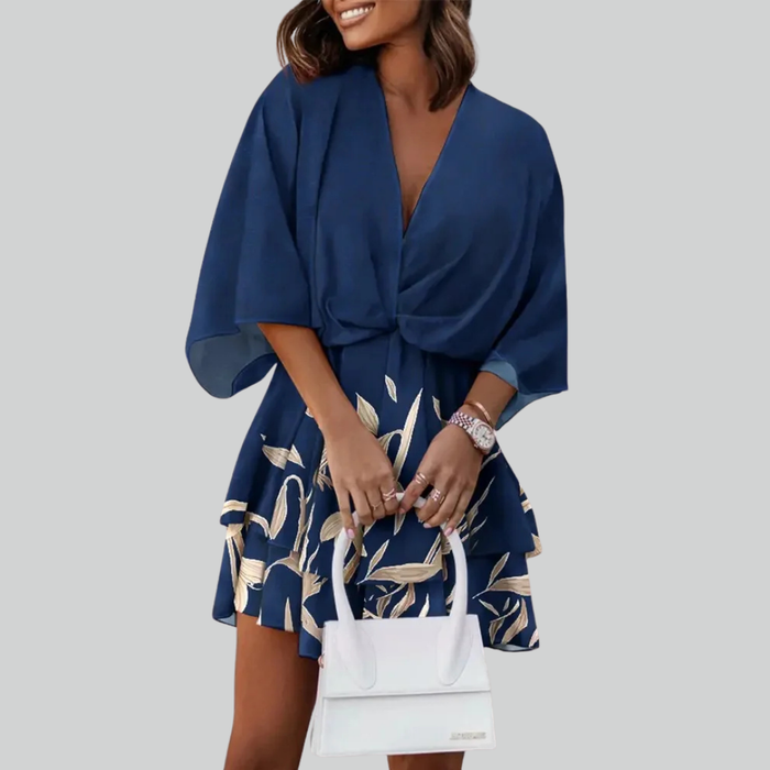 Bat Sleeve Ruffle Mini Dress Summer Sundress for Women Casual Vacation Wear