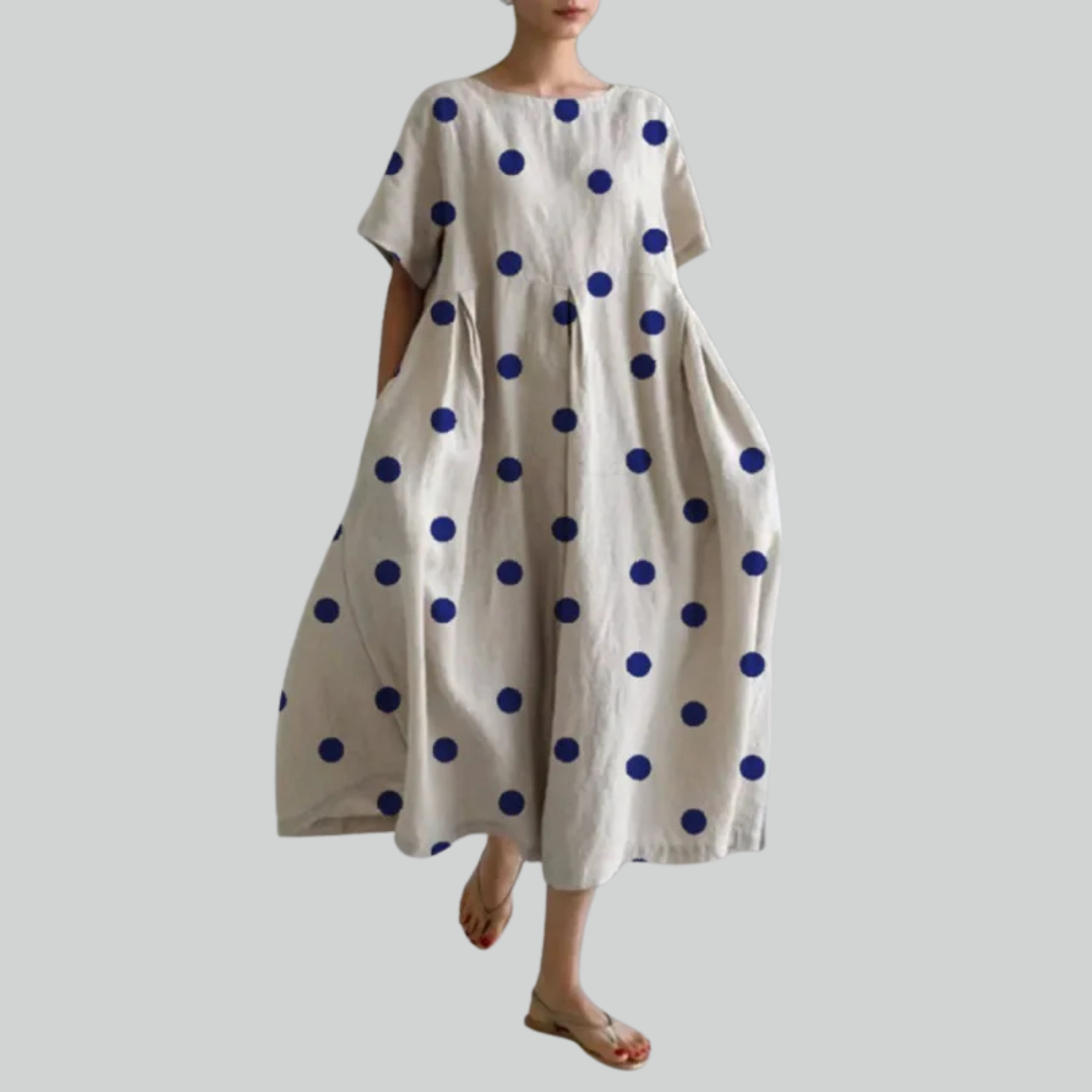 Fashion Lady Short Sleeve Loose Maxi Dress - Retro Flower Print Pocket Party Dress
