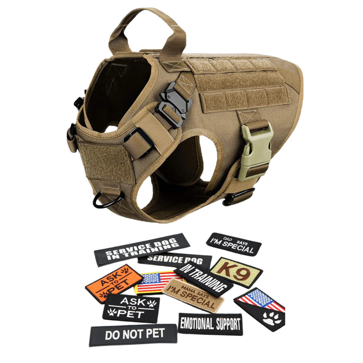 Tactical Dog Harness No-Pull With Front And Back D-Rings Quick-Release Buckles Top Handle Heavy-Duty Training
