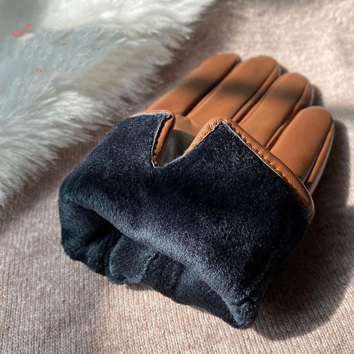 Warm Women’s Faux Leather Gloves – Scalloped Cuff, Lined