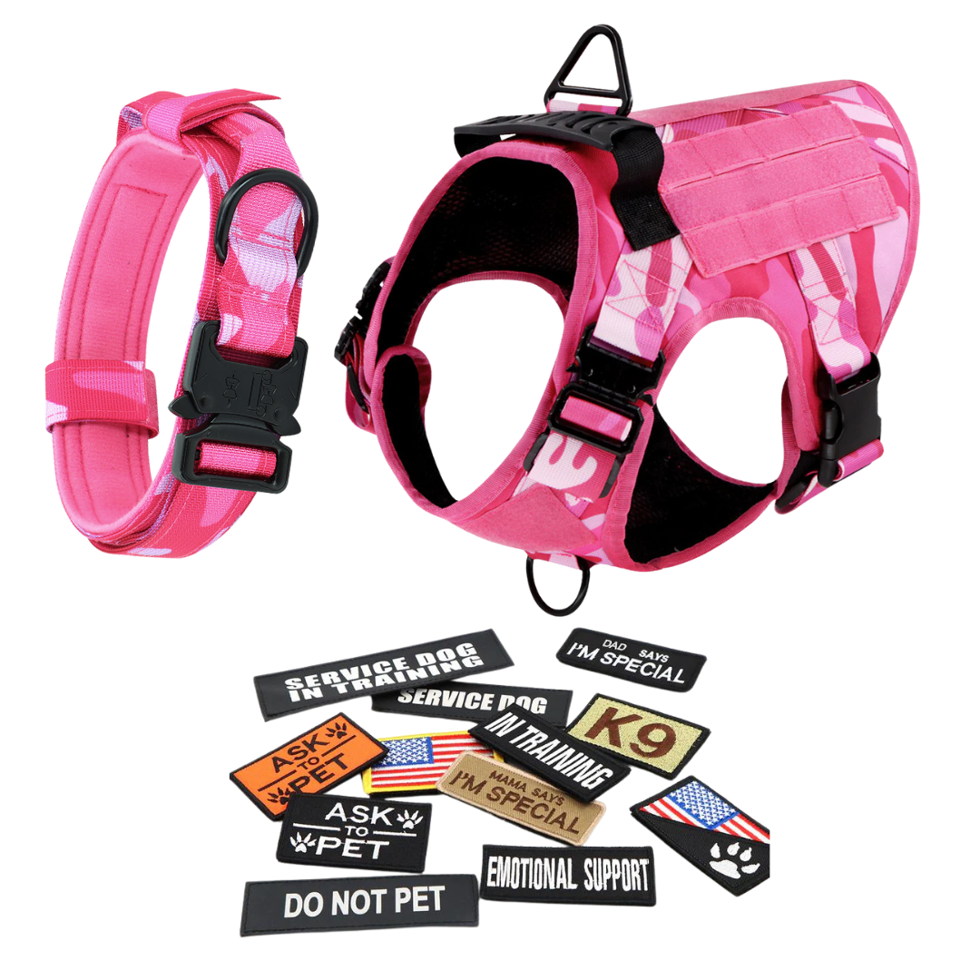 Tactical Dog Harness No-Pull With Front And Back D-Rings Quick-Release Buckles Top Handle Heavy-Duty Training
