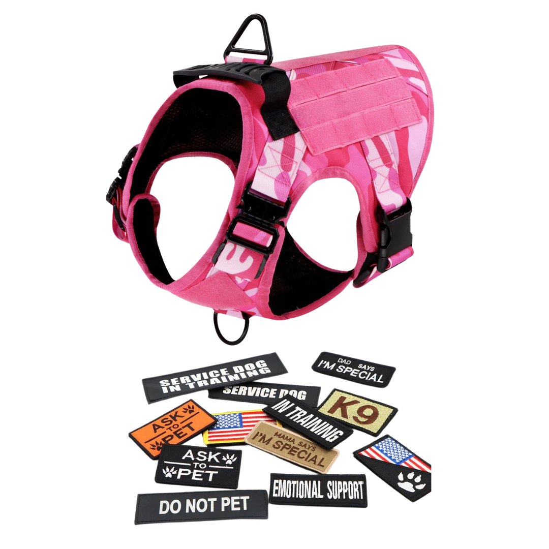 Tactical Dog Harness No-Pull With Front And Back D-Rings Quick-Release Buckles Top Handle Heavy-Duty Training