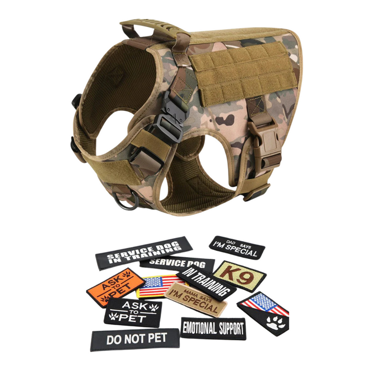 Tactical Dog Harness No-Pull With Front And Back D-Rings Quick-Release Buckles Top Handle Heavy-Duty Training
