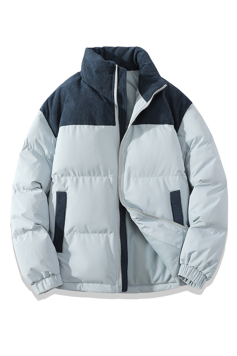 Insulating Unisex Puffer Coat - Stand Collar, Cotton