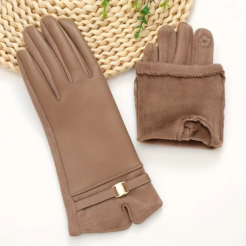Waterproof Women’s Gloves - Slim Faux Leather, Lined