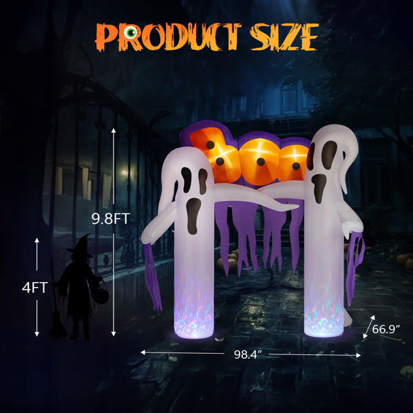 9.8ft White Ghost Arch Inflatable Halloween Yard Decor