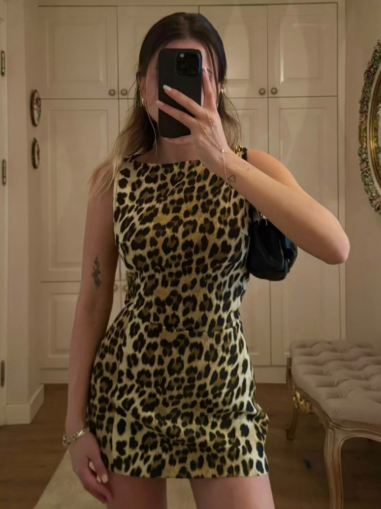 Leopard Print Mini Dress for Women - Stylish Summer Dress with Flattering Fit for Casual and Festive Occasions
