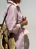 Classic Striped Women's Dress with Lace Trim, Elegant Summer Dress for Versatile Styling