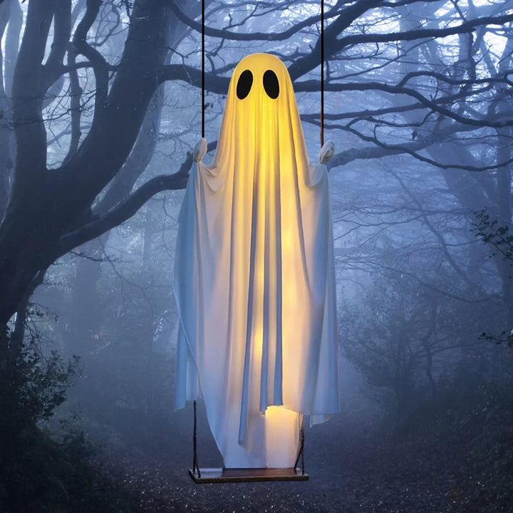Hanging Swing Ghost Decoration Halloween 2025 Porch Lights