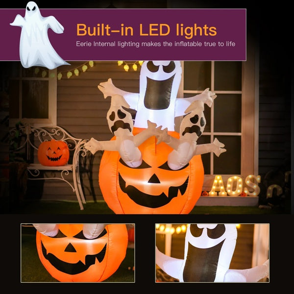 Halloween Inflatable Decoration Pumpkin With Ghosts LED