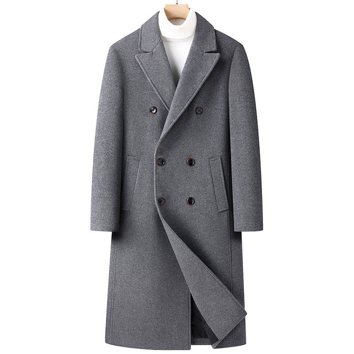 Warm Structured Overknee Wool Coat - Double Breasted, Winter