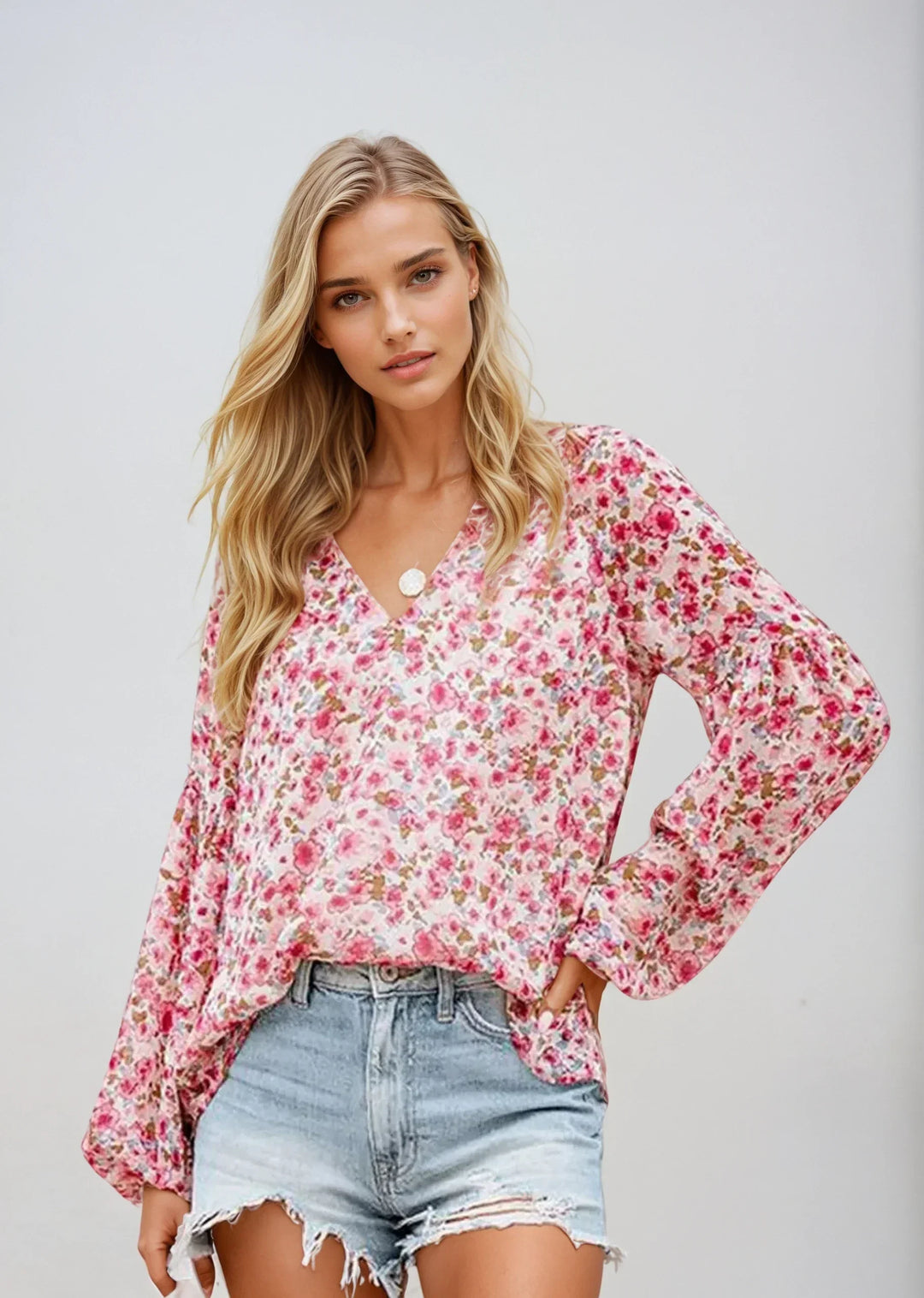 Floral Print Blouse for Women, Lightweight Summer Top, Plus Size Casual Loose Fit in Green, Purple, Pink