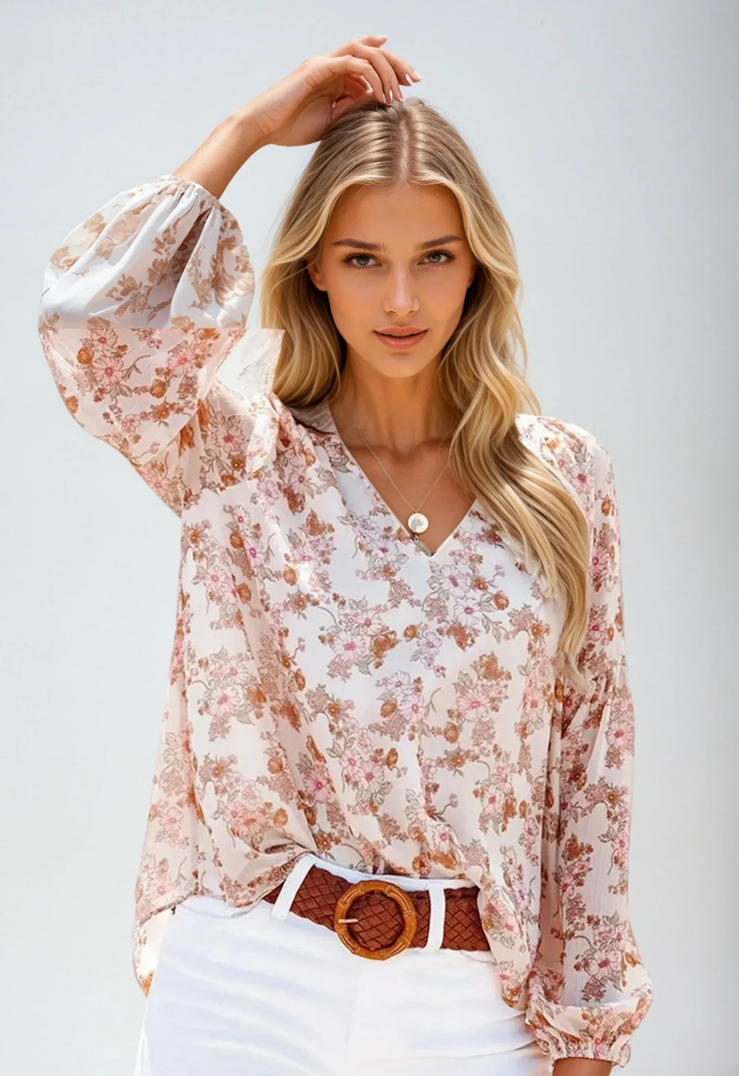 Floral Print Blouse for Women, Lightweight Summer Top, Plus Size Casual Loose Fit in Green, Purple, Pink