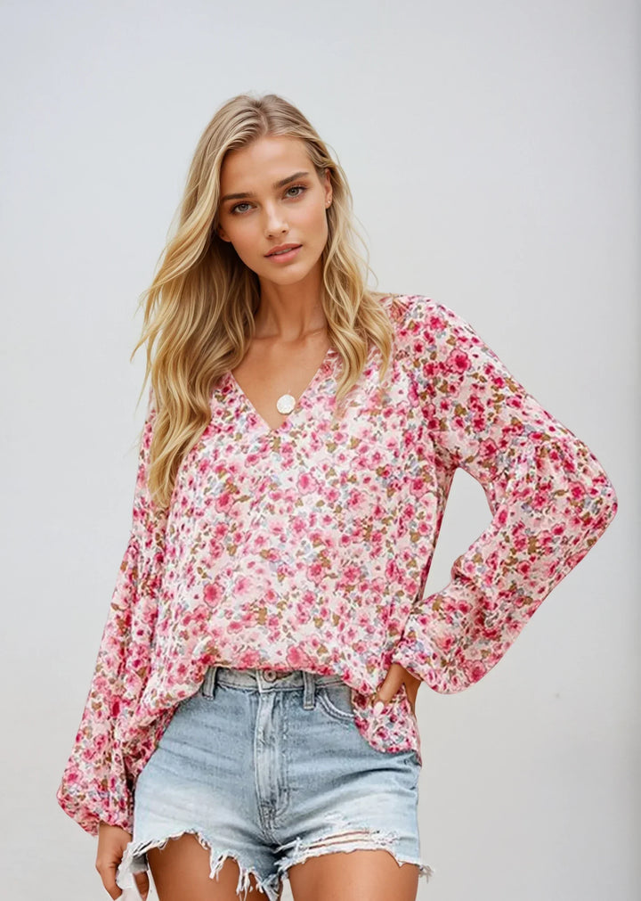 Floral Print Blouse for Women, Lightweight Summer Top, Plus Size Casual Loose Fit in Green, Purple, Pink