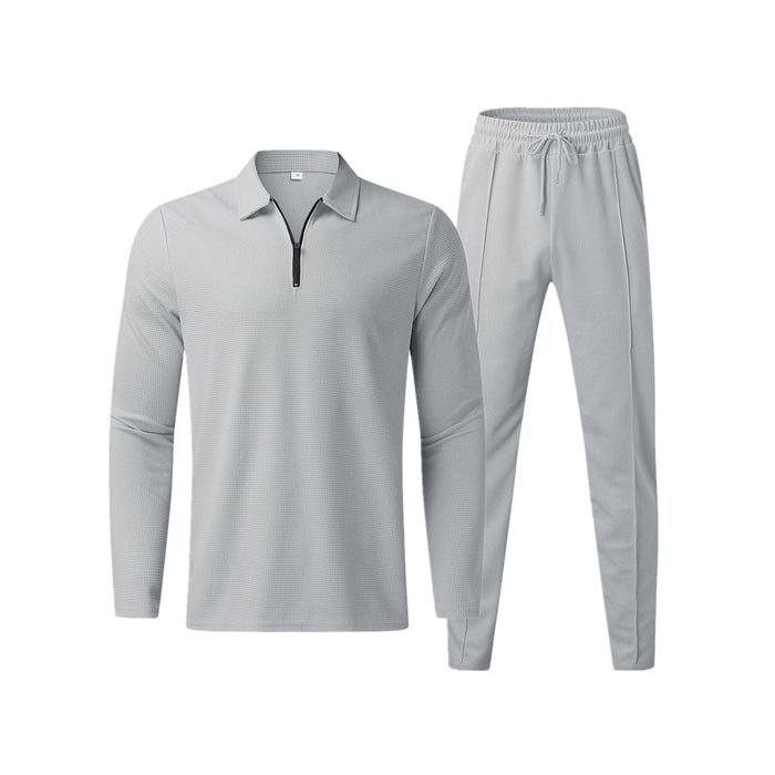 Breathable men's polo shirt set – modern cut, polyester, for summer activities