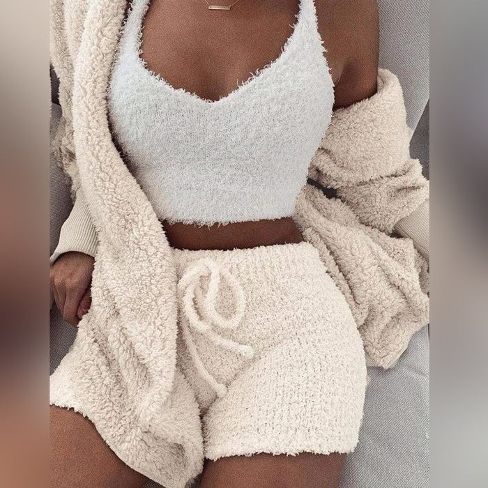 Soft women's summer set – cozy tank top and shorts, polyester blend, for relaxed days