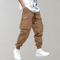 Relaxed Fit Black Cargo Pants for Men, Breathable and Flexible Casual Pants with Functional Pockets