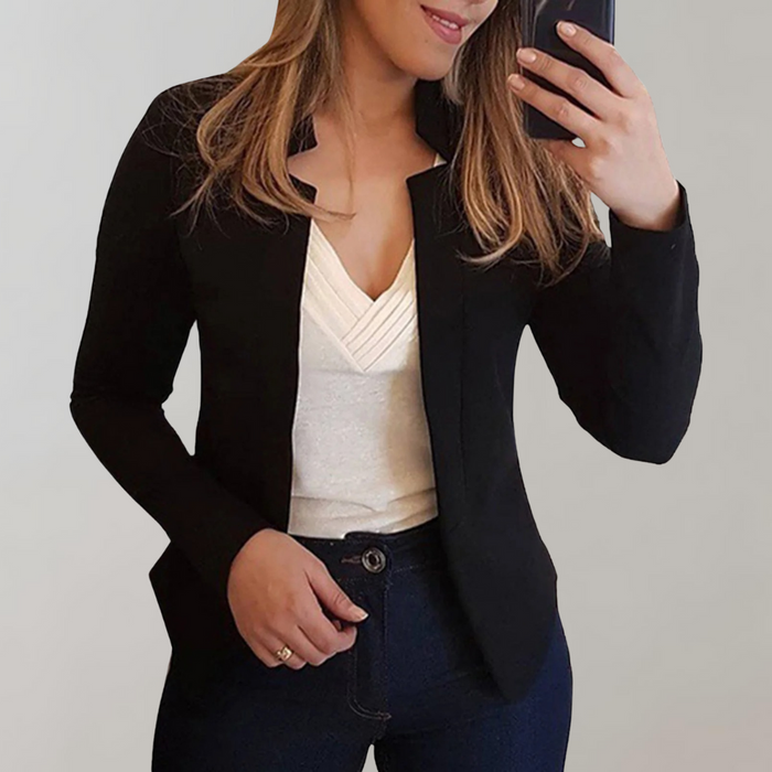 Comfortable women's oversized blazer – soft cotton blend, for casual outings