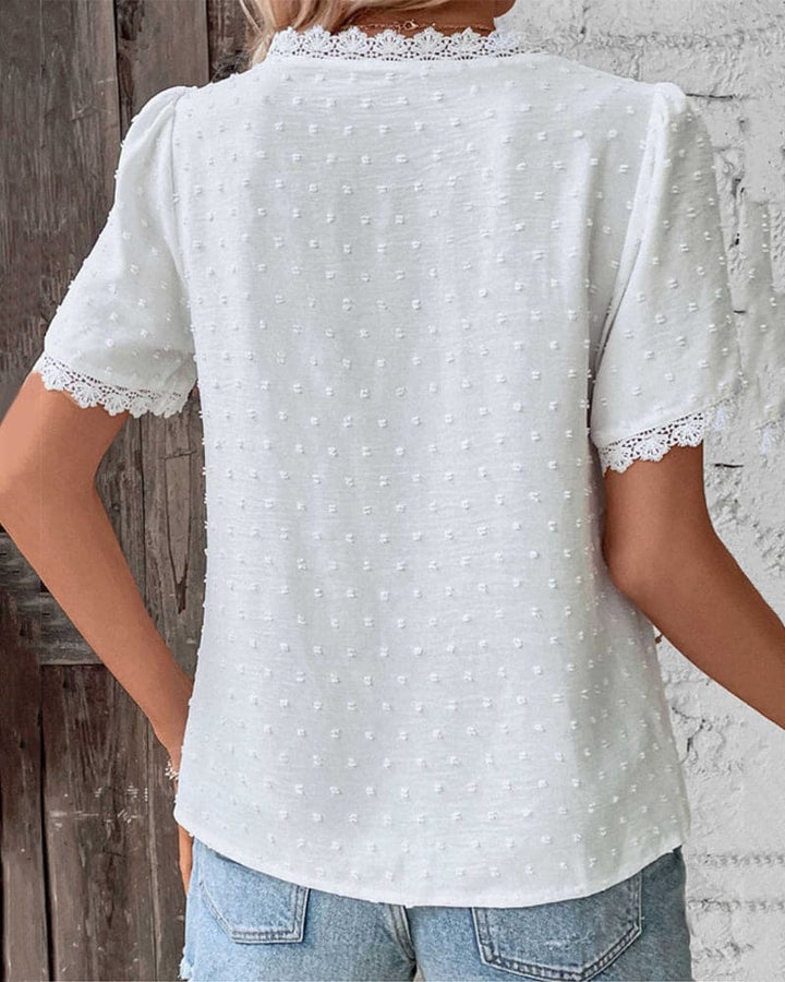 Lightweight women’s blouse – V-neck, 100% cotton, for casual or special occasions