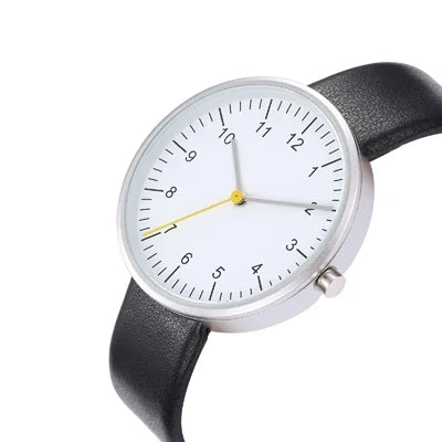 Quartz Watch With Yellow Second Hand Minimalist 40mm