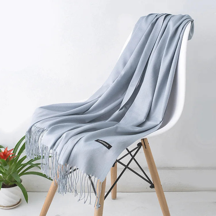 Warm Cozy Women Scarf - Long Fringe, Cashmere, Winter
