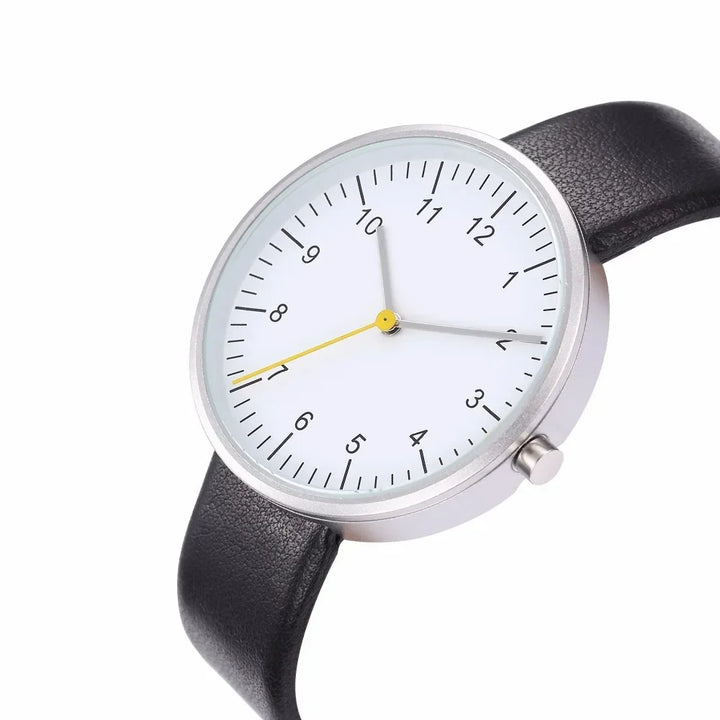 Quartz Watch With Yellow Second Hand Minimalist 40mm