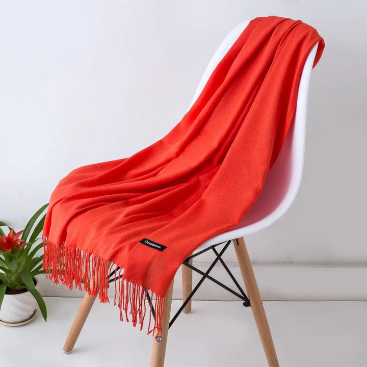 Warm Cozy Women Scarf - Long Fringe, Cashmere, Winter