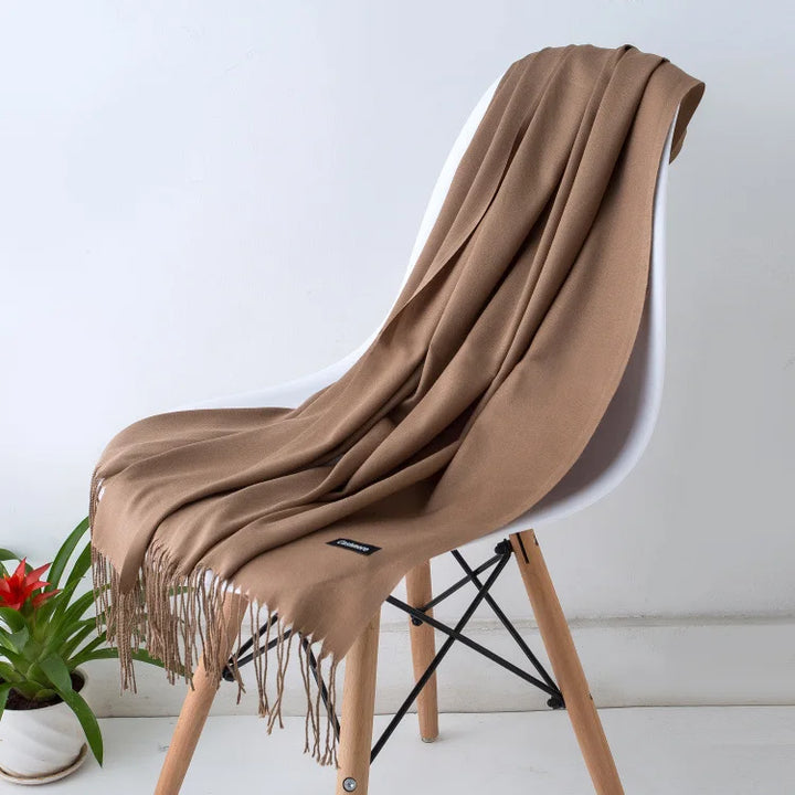 Warm Cozy Women Scarf - Long Fringe, Cashmere, Winter
