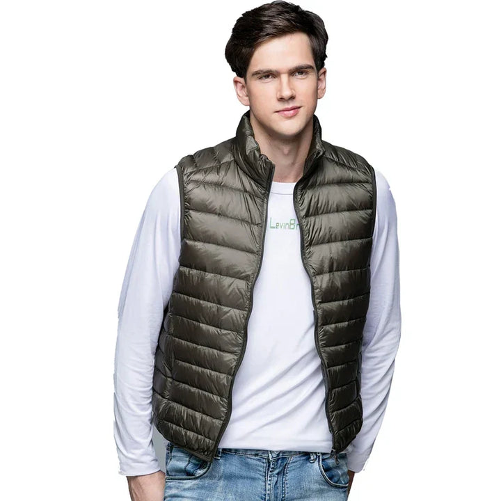 Lightweight Classic Men Down Vest - Quilted Nylon Layering