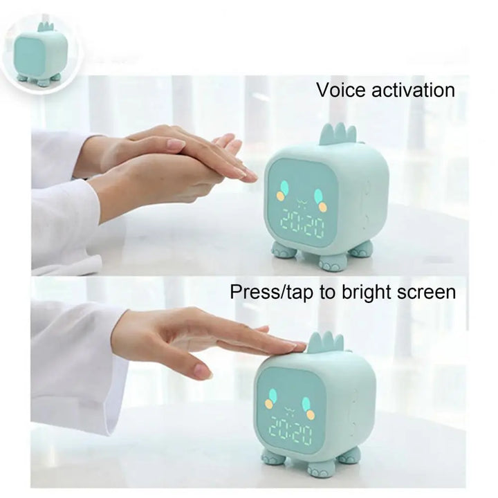 Kids Alarm Clock Dinosaur LED Clock With Temperature Display Voice Control Sleep Trainer Back to School 2025 Cute Gift