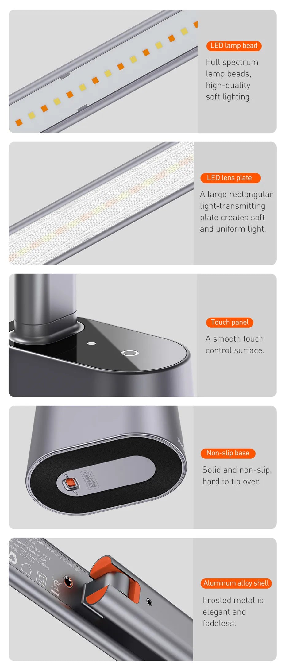 LED Desk Lamp Foldable Dimmable Eye Protection Study