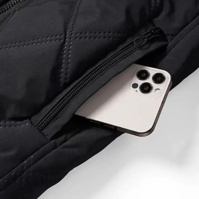 Windproof Men’s Jacket - Quilted Bomber Fleece Lined Hiking