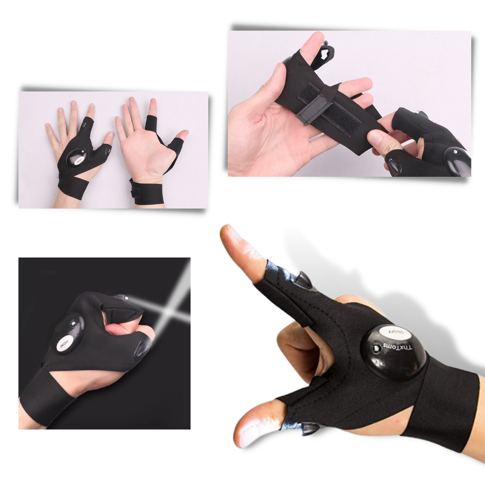 LED Gloves With Waterproof Lights - Battery Powered, Comfortable for Camping and Repairs