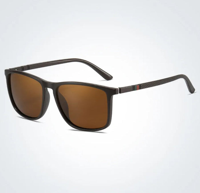 Lightweight men's polarized sunglasses – classic square design, plastic-metal blend, for summer 2025