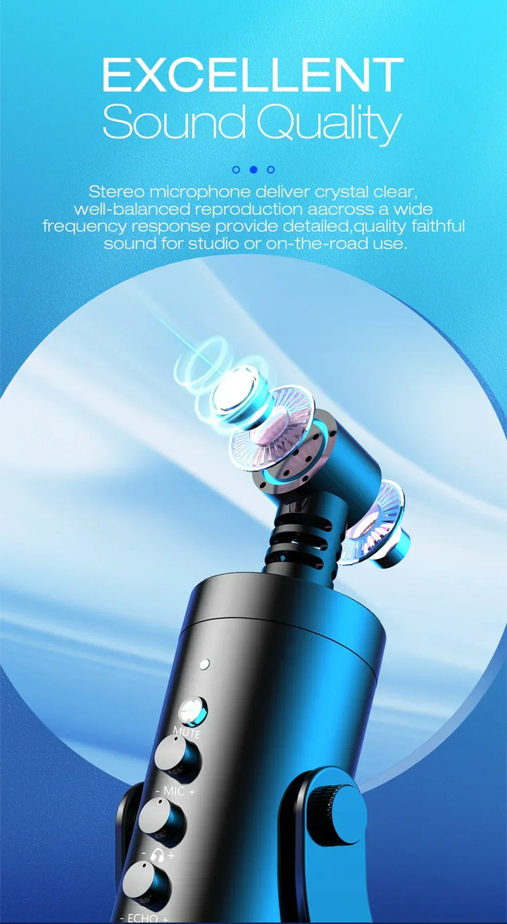 USB Condenser Microphone Desktop Mic For Streaming Podcast