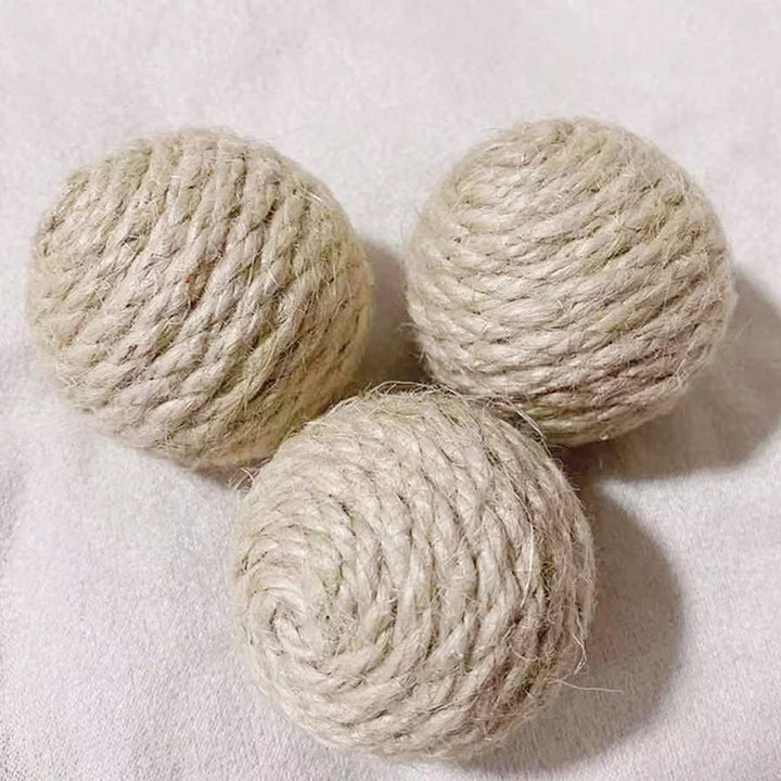 5PCS Handmade Sisal Cat Sounding Balls - Interactive Toy for Kittens