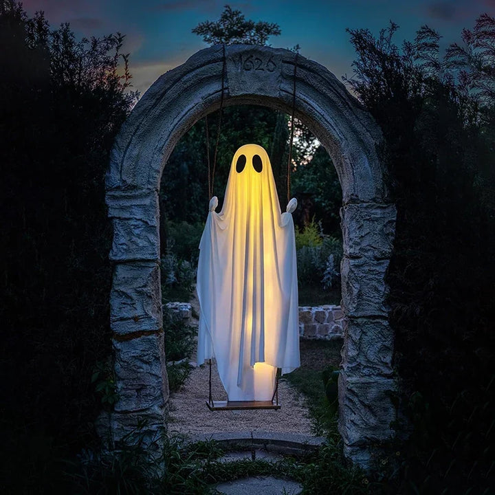 Hanging Swing Ghost Decoration Halloween 2025 Porch Lights